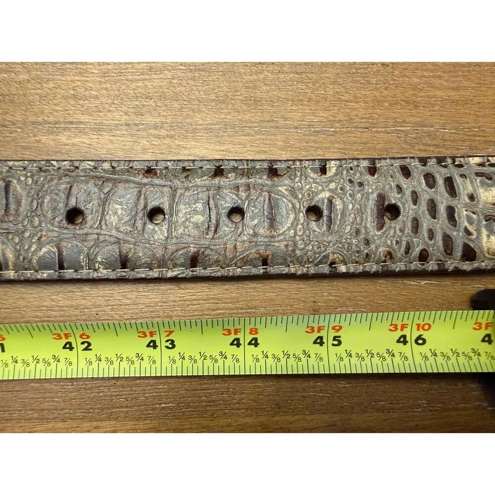 Torino Italian Crocodile Embossed Calfskin Belt Men’s Sz 44 Taupe Leather Casual